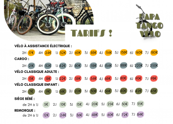 TARIFS PAPA TANGO VELO